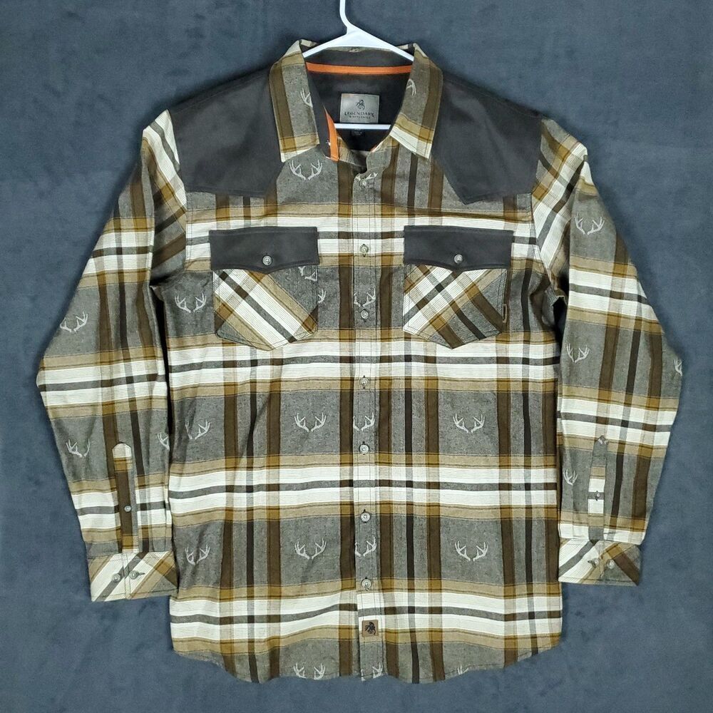 Legendary Whitetails Rancher Shirt Men Sz XLT Long Sleeve Button Up Deer Antlers